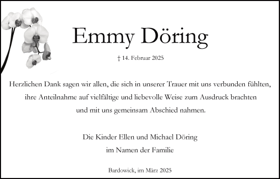 Anzeige von Emmy Döring von LZ