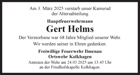 Anzeige von Gert Helms von LZ
