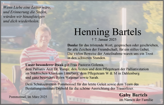 Anzeige von Henning Bartels von LZ