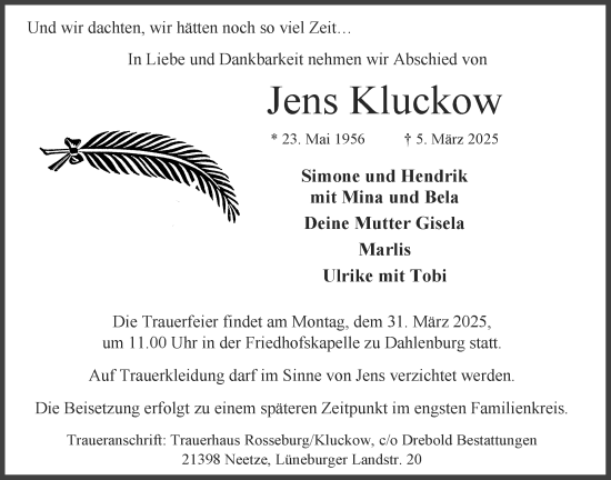 Anzeige von Jens Kluckow von LZ