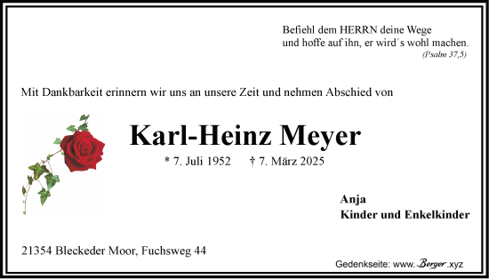 Anzeige von Karl-Heinz Meyer von LZ