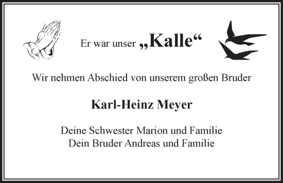 Anzeige von Karl-Heinz Meyer von LZ
