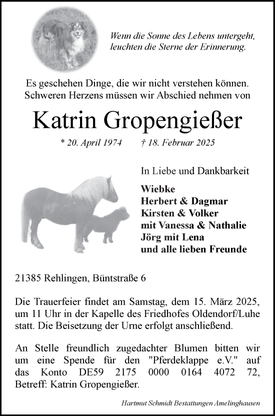 Anzeige von Katrin Gropengießer von LZ