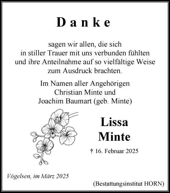 Anzeige von Lissa Minte von LZ