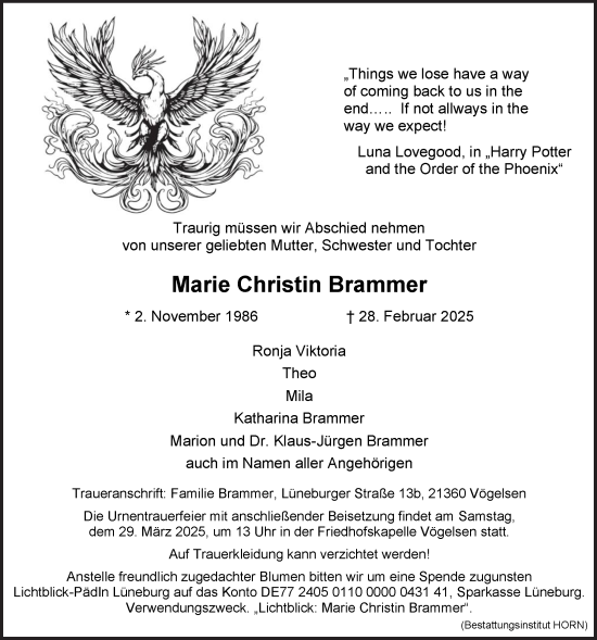 Anzeige von Marie Christin Brammer von LZ