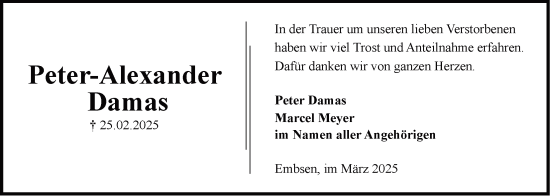 Anzeige von Peter-Alexander Damas von LZ