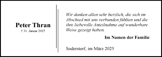 Anzeige von Peter Thran von LZ