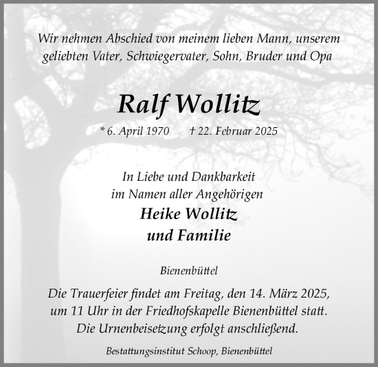 Anzeige von Ralf Wollitz von LZ
