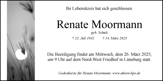Anzeige von Renate Moormann von LZ