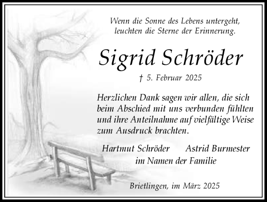 Anzeige von Sigrid Schröder von LZ