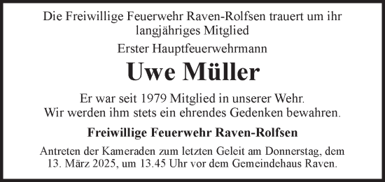 Anzeige von Uwe Müller von LZ