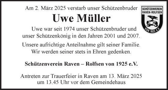 Anzeige von Uwe Müller von LZ