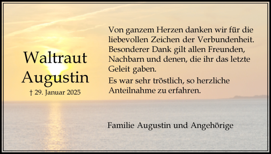 Anzeige von Waltraut Augustin von LZ