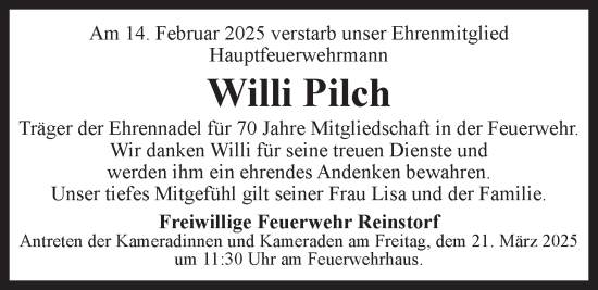 Anzeige von Willi Pilch von LZ