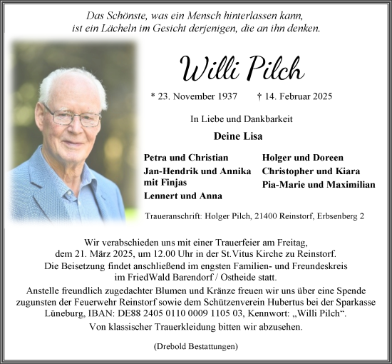 Anzeige von Willi Pilch von LZ