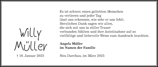 Anzeige von Willy Müller von LZ