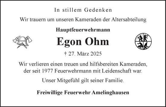 Anzeige von Egon Ohm von LZ