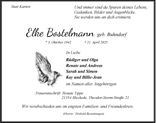 Anzeige von Elke Bostelmann von LZ