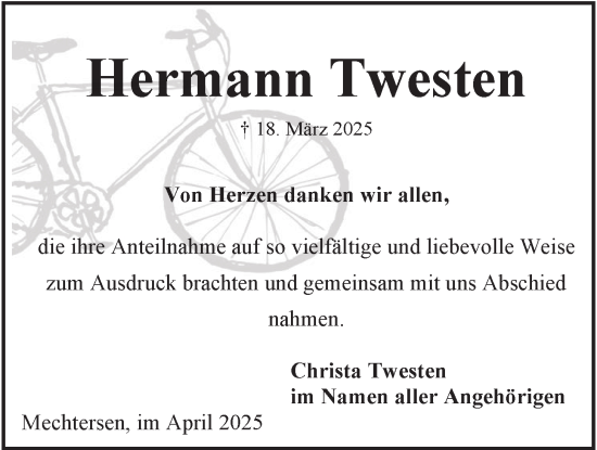 Anzeige von Hermann Twesten von LZ