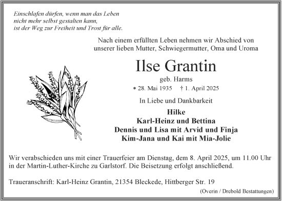 Anzeige von Ilse Grantin von LZ