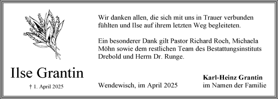 Anzeige von Ilse Grantin von LZ
