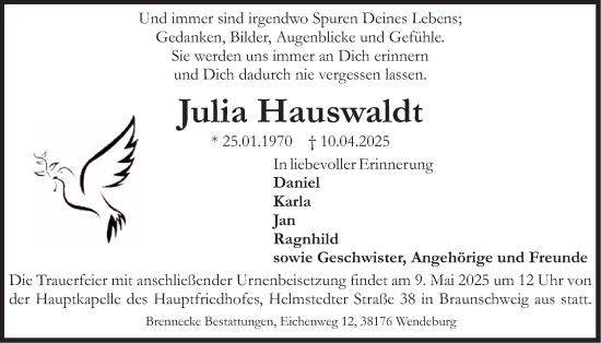 Anzeige von Julia Hauswaldt von LZ