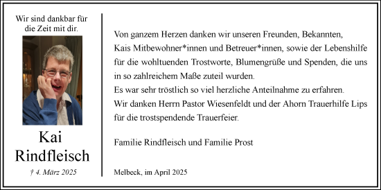 Anzeige von Kai Rindfleisch von LZ