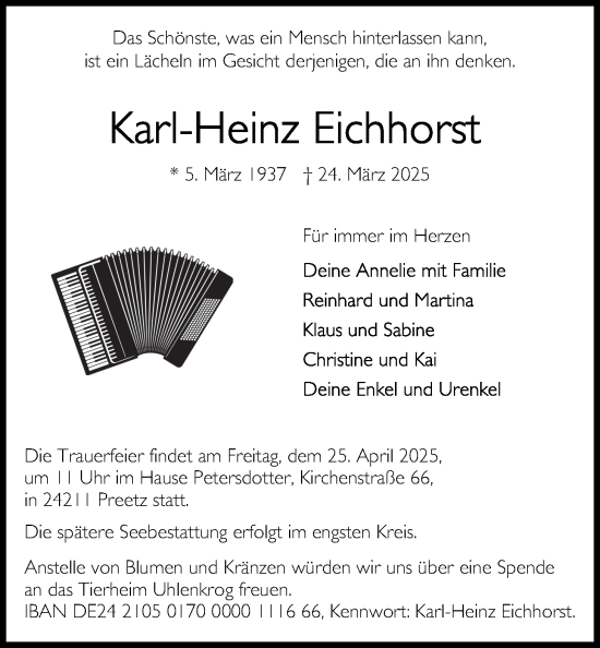 Anzeige von Karl-Heinz Eichhorst von LZ