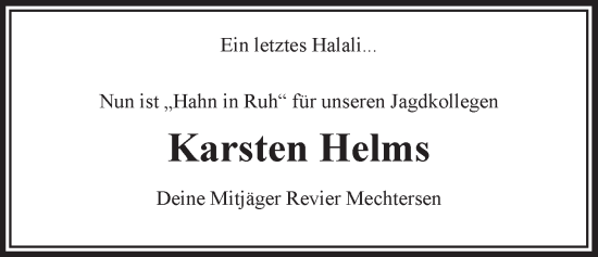 Anzeige von Karsten Helms von LZ