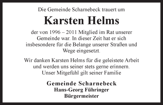 Anzeige von Karsten Helms von LZ