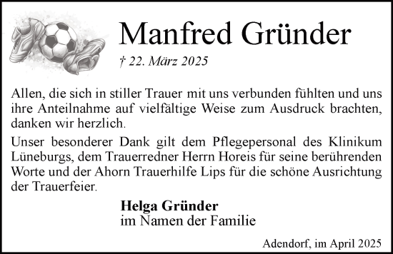 Anzeige von Manfred Gründer von LZ