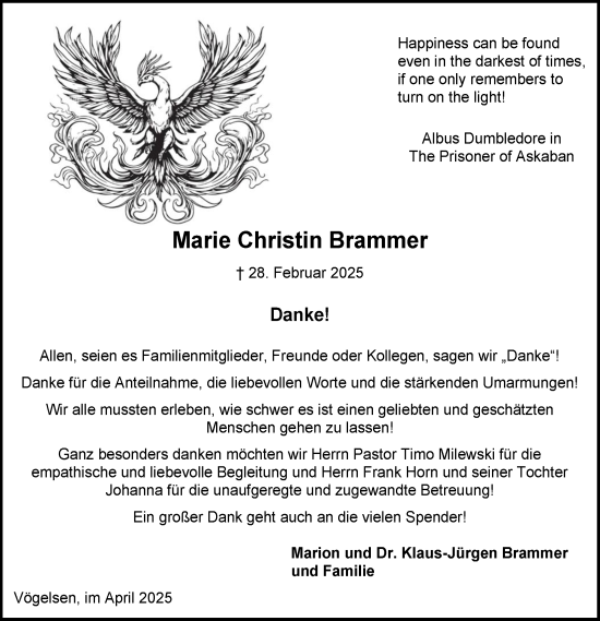 Anzeige von Marie Christin Brammer von LZ