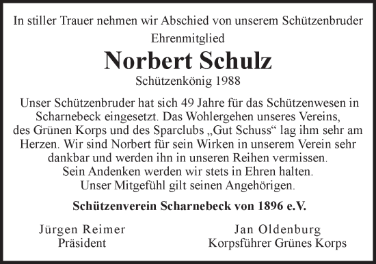 Anzeige von Norbert Schulz von LZ