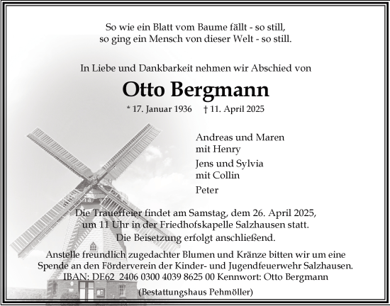 Anzeige von Otto Bergmann von LZ