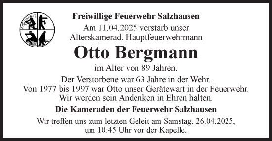 Anzeige von Otto Bergmann von LZ