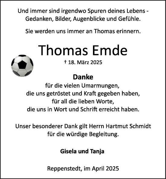 Anzeige von Thomas Emde von LZ