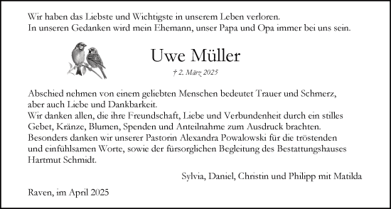 Anzeige von Uwe Müller von LZ