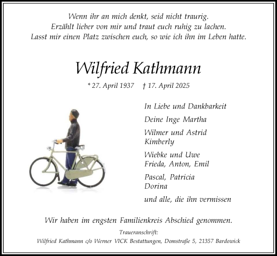 Anzeige von Wilfried Kathmann von LZ