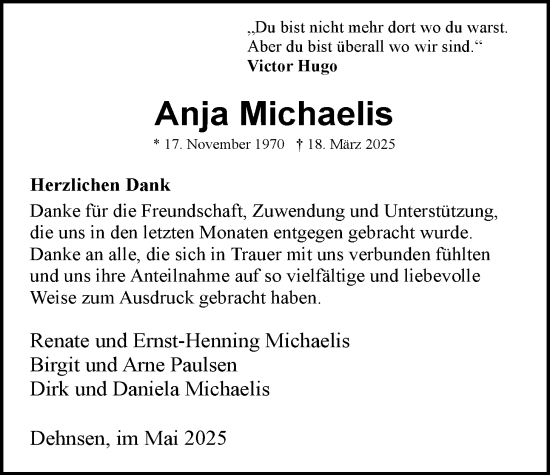Anzeige von Anja Michaelis von LZ