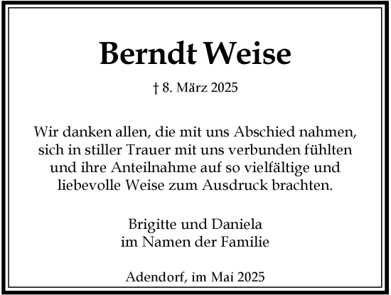 Anzeige von Berndt Weise von LZ