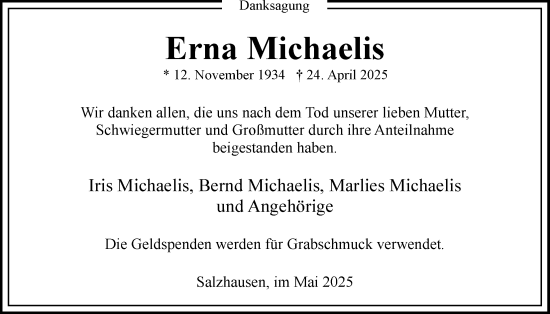 Anzeige von Erna Michaelis von LZ