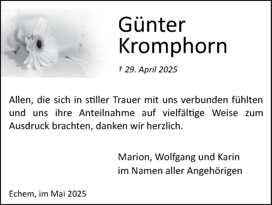 Anzeige von Günter Kromphorn von LZ