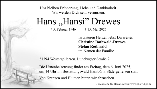 Anzeige von Hans Drewes von LZ