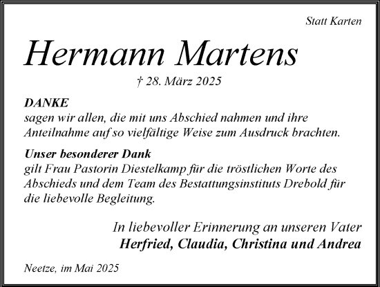 Anzeige von Hermann Martens von LZ