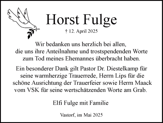 Anzeige von Horst Fulge von LZ