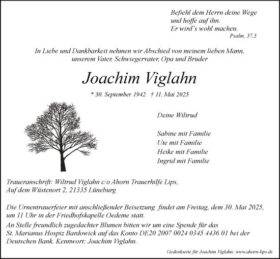 Anzeige von Joachim Viglahn von LZ