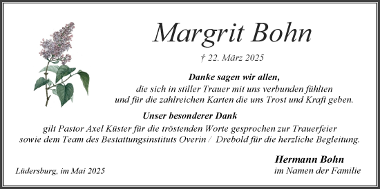Anzeige von Margrit Bohn von LZ