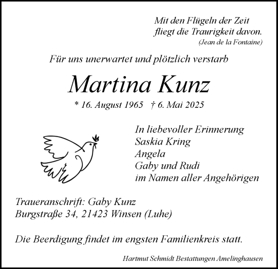 Anzeige von Martina Kunz von LZ