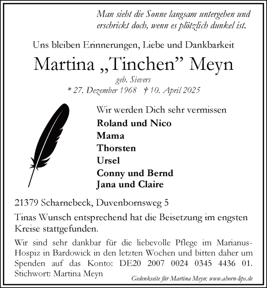 Anzeige von Martina Meyn von LZ