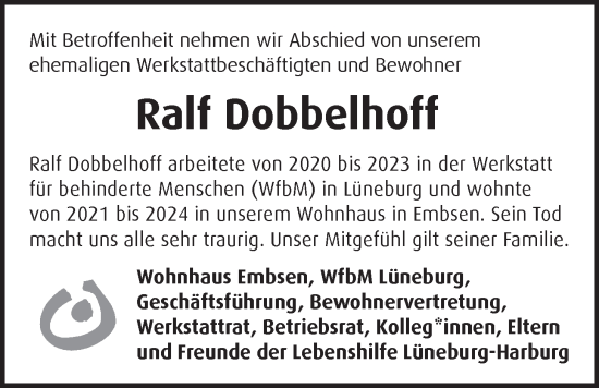 Anzeige von Ralf Dobbelhoff von LZ